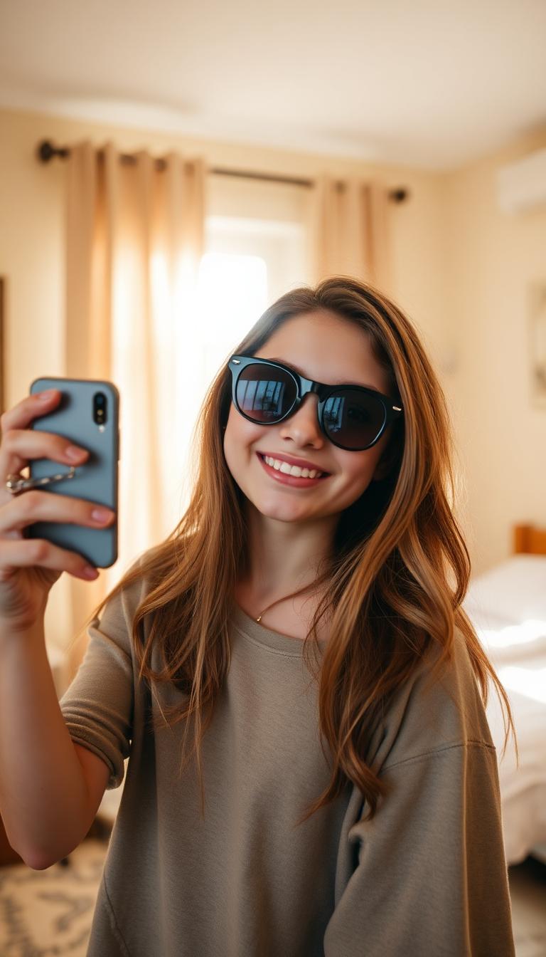 Trying the retro cat-eye pair in AR before the school trip 🕶️